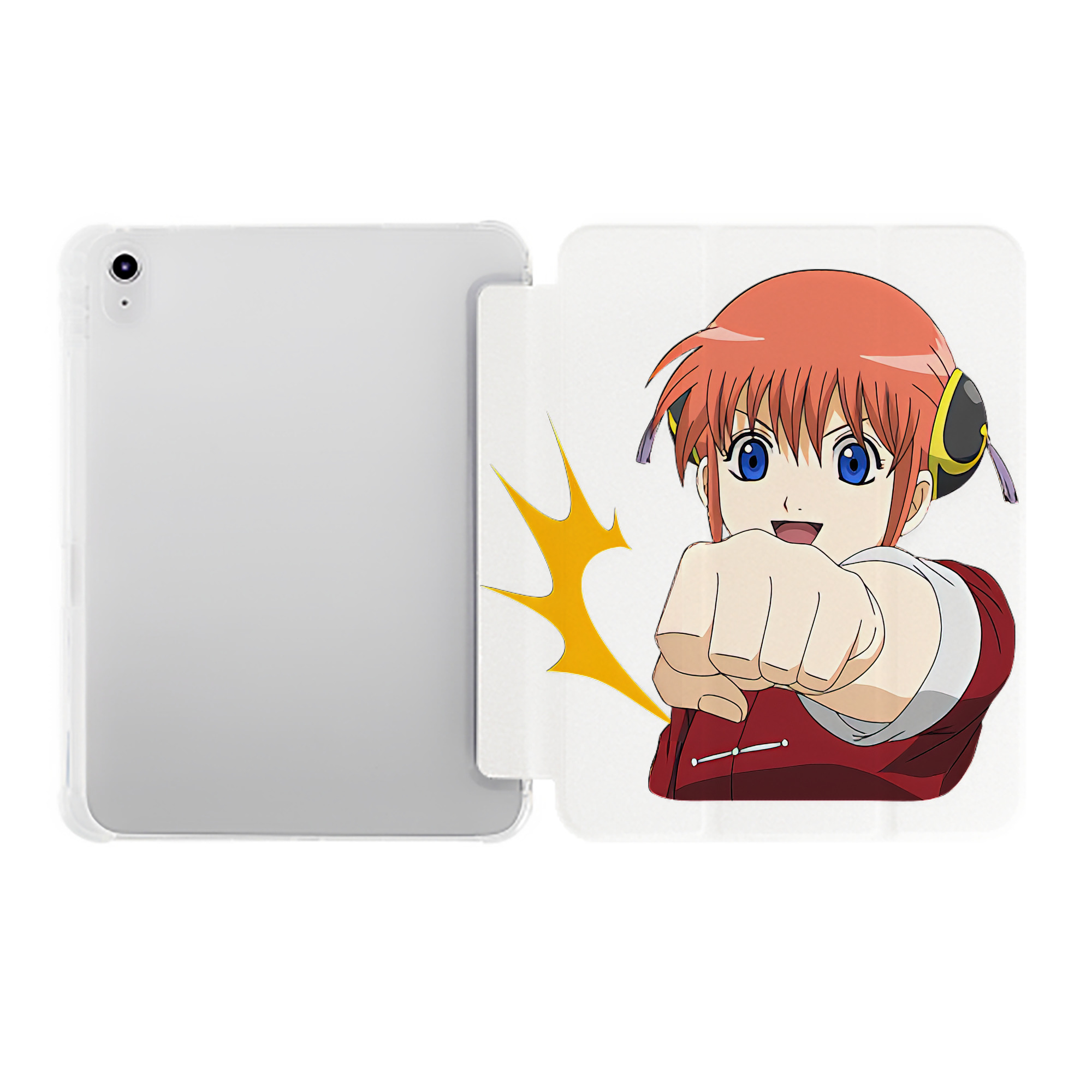 （画像用） ぎんたま 坂田銀時（さかたぎんとき） 神楽 志村新八（しむら しんぱち） GINTAMA Sakata Gintoki Kagura Shimura Shinpachi IPad ケース ペン収納付き 三つ折りスタンド PUレザー×シリコン 対応機種9.5/10.5/10.9インチ